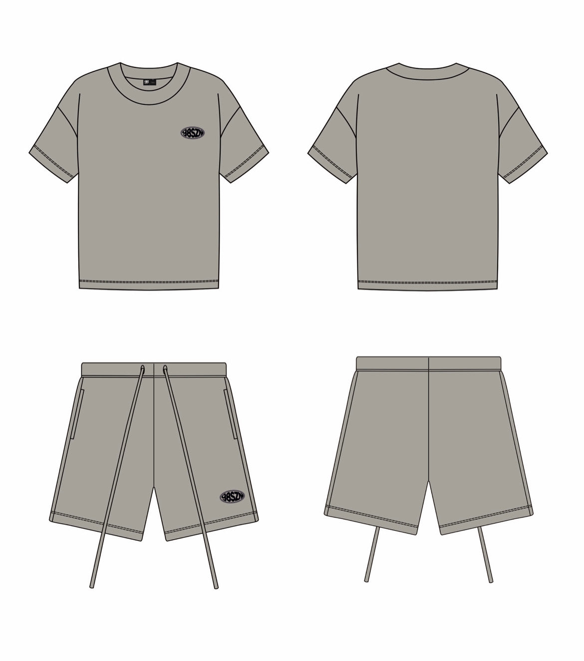 Grey t shirt 2025 and shorts